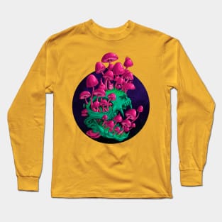 Galactic Shroom Kitty Skull Long Sleeve T-Shirt